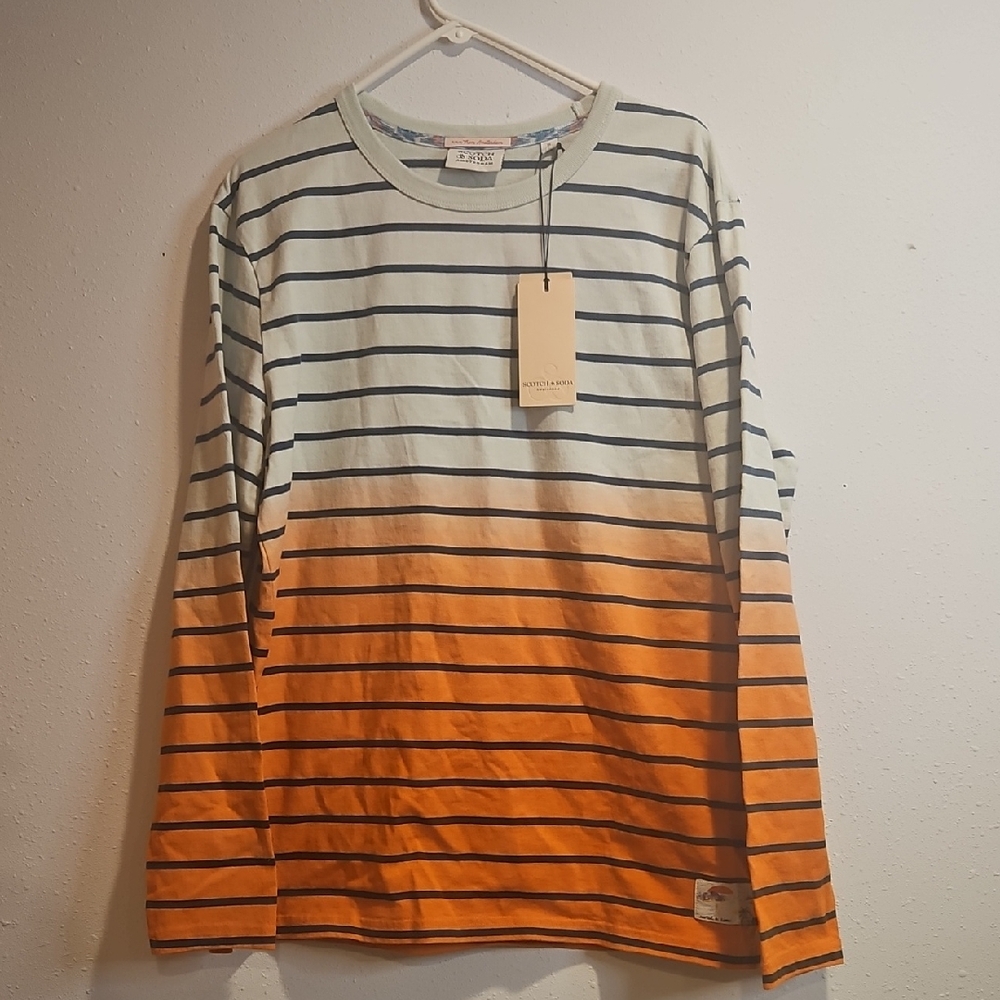 Scotch & Soda Amsterdam XL crew neck gradient long sleeve t shirt 100% cotton